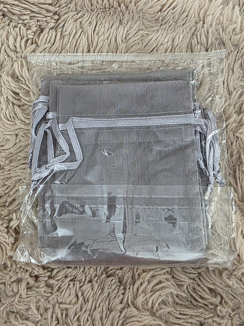 50 Dark Silver Gray Organza Drawstring Jewelry Pouches